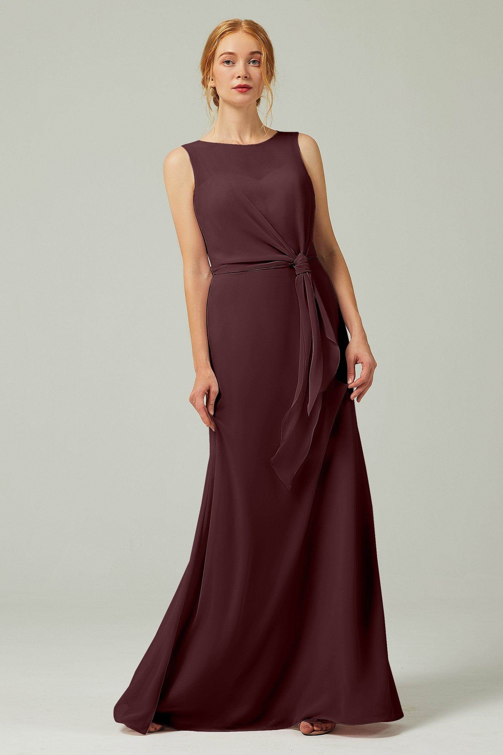 A-Line Floor Length Chiffon Bridesmaid Dress CB0317 - COCOMELODY